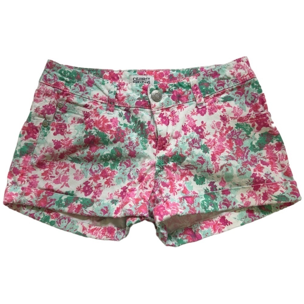 Celebrity Pink Jeans Size 5 white pink and green flower shorts